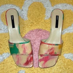 DKNY Essentials leather sandals multicolored snake texture multicolored Italy 9B